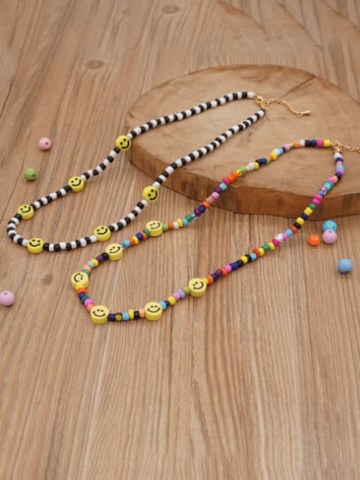MMBEADS Multi Color Glass beads Polymer Clay Smiley Bohemia Necklace 0