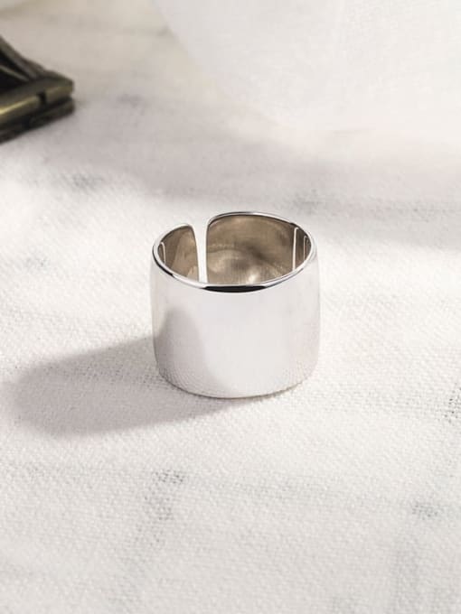 HAHN 925 Sterling Silver Smooth Geometric Minimalist Band Ring 2