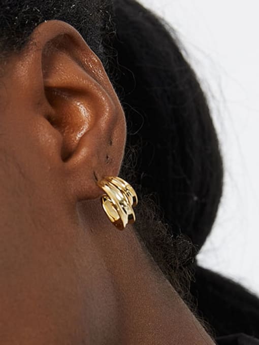 CHARME Brass Geometric Minimalist Arc Glossy Stud Earring 1