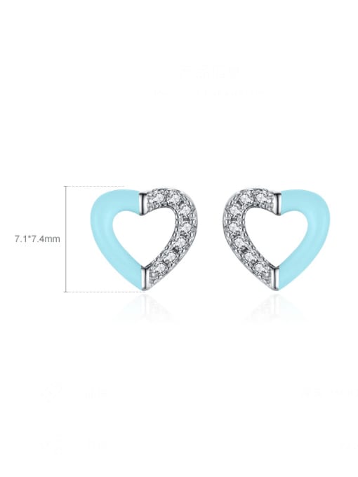 MODN 925 Sterling Silver Enamel Heart Minimalist Stud Earring 2