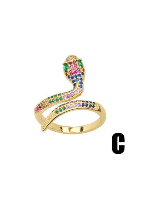 C (color zirconium) Brass Cubic Zirconia Snake Vintage Band Ring