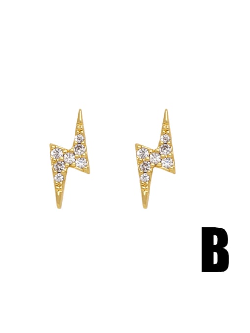 B Brass Cubic Zirconia Star Cute Stud Earring