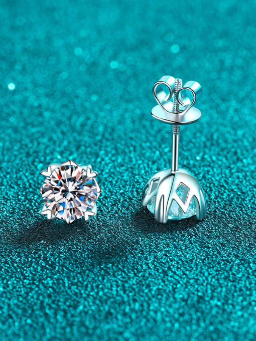 Pair of 4-carat (single 2-carat) screws 925 Sterling Silver Moissanite Geometric Classic Stud Earring