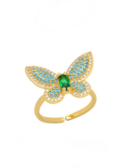 Pine stone Brass Cubic Zirconia Butterfly Vintage Band Ring