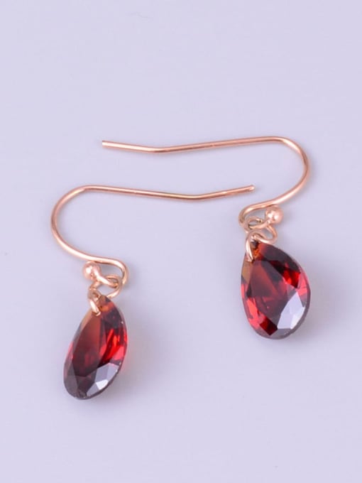 Rose Gold Earrings Titanium Cubic Zirconia Red Necklace