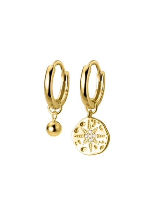 gold beads 925 Sterling Silver Tassel Minimalist Huggie Earring