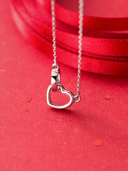 Rosh 925 Sterling Silver Rhinestone Heart Minimalist Necklace