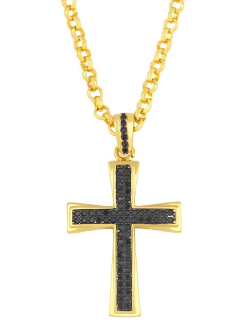 gold+black  pendant Copper Cubic Zirconia Cross Vintage Regligious  pendant
