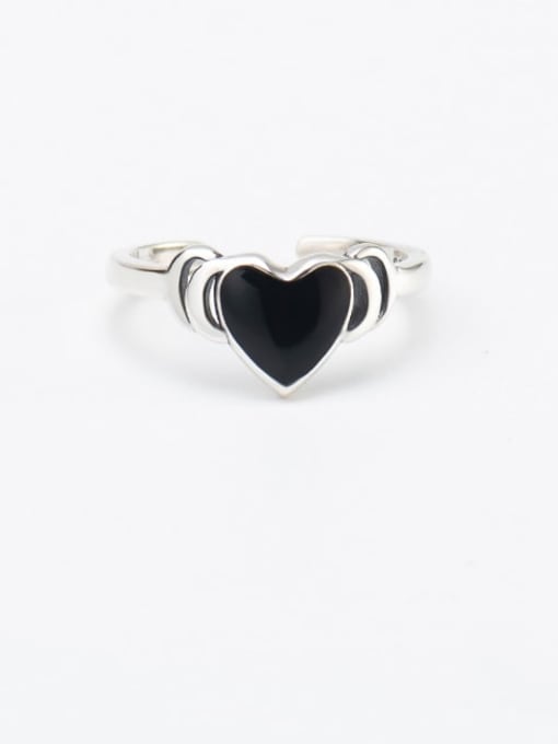 XBOX 925 Sterling Silver Enamel Heart Vintage Band Ring 1