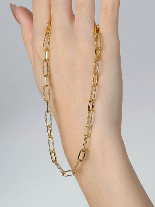 Gold Paper clip necklace Brass Geometric Chain Minimalist Necklace