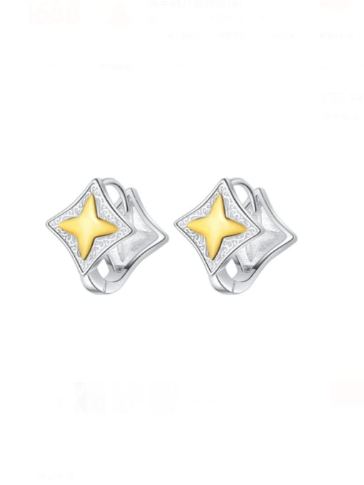 KDP1435 925 Sterling Silver Star Vintage Huggie Earring
