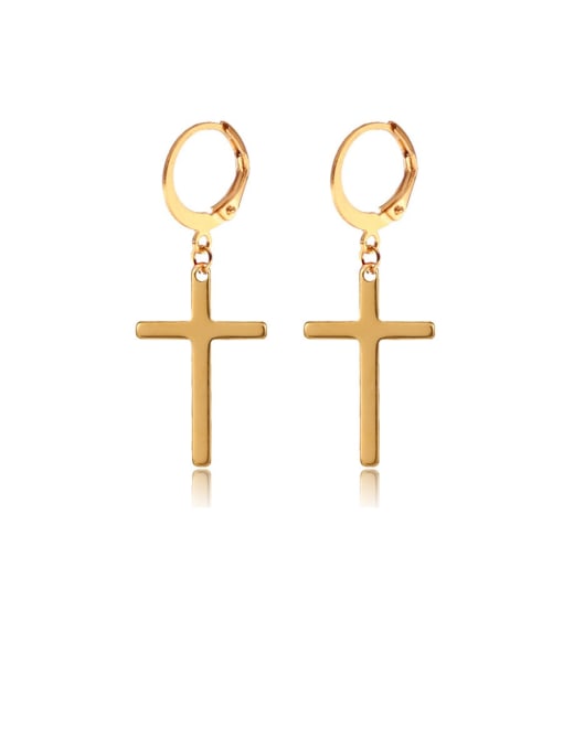 Golden pair Titanium  Smooth Cross Minimalist Huggie Earring