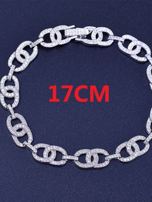 17cm T13A11 Copper Cubic Zirconia Geometric Dainty Link Bracelet