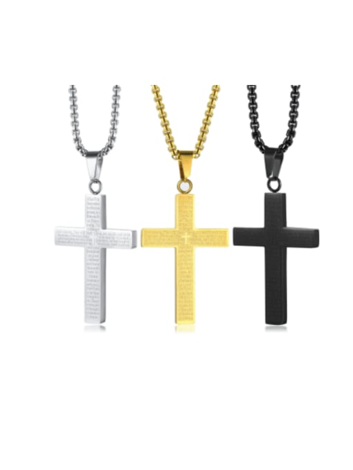 CONG Titanium Steel Cross Hip Hop Regligious Necklace