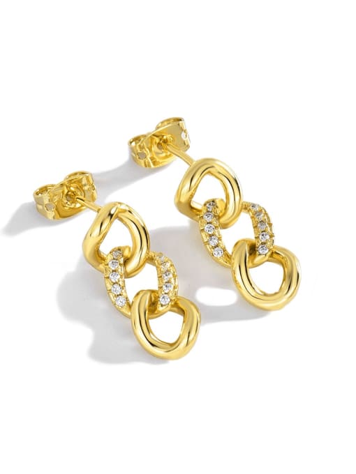 Gold Chain Earrings Brass Cubic Zirconia Geometric Minimalist Drop Earring