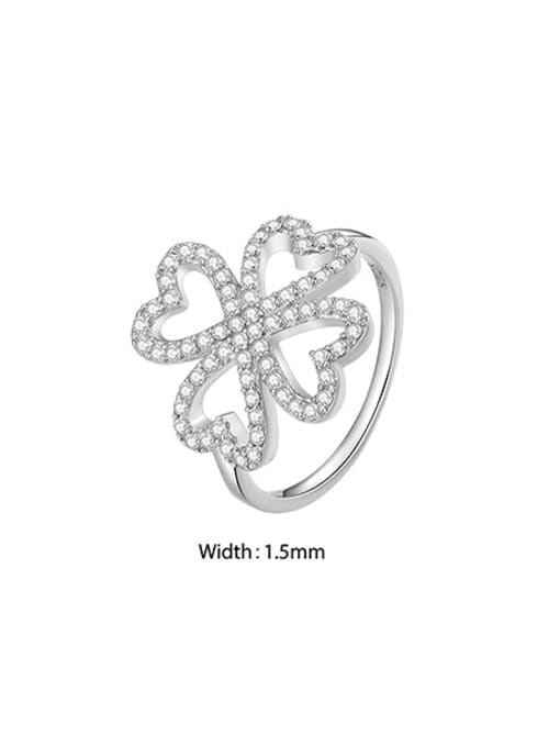 Jare 925 Sterling Silver Cubic Zirconia Flower Dainty Band Ring 3