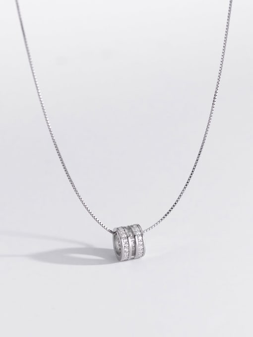 Rosh 925 Sterling Silver Cubic Zirconia Round Minimalist Necklace