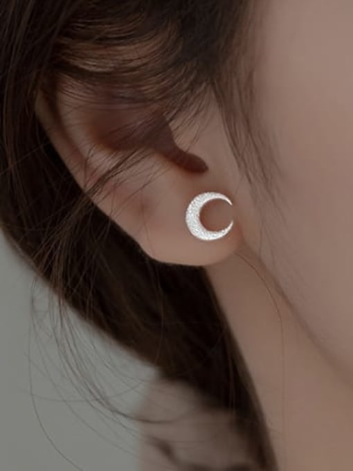 Rosh 925 Sterling Silver Star  Moon Minimalist Stud Earring 1