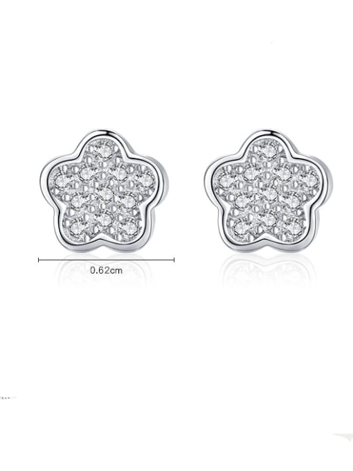 MODN 925 Sterling Silver Cubic Zirconia Flower Dainty Stud Earring 2