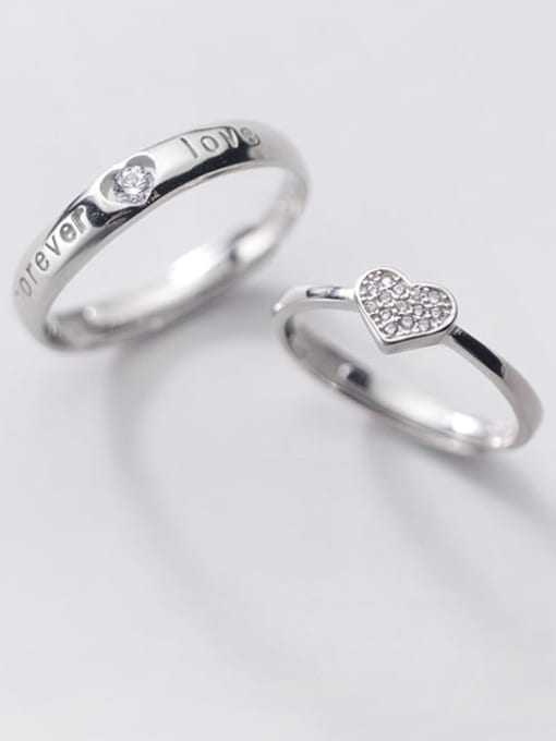 Rosh 925 Sterling Silver Full diamond love couple ring Male and lady letter ring 0