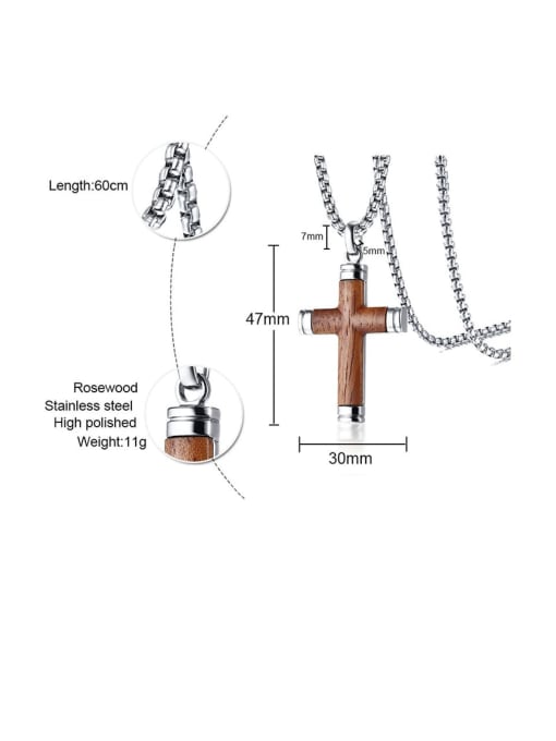 CONG Titanium Wood Cross Minimalist Regligious Necklace 1