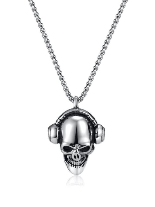 Open Sky Titanium Steel Skull Hip Hop Necklace 0