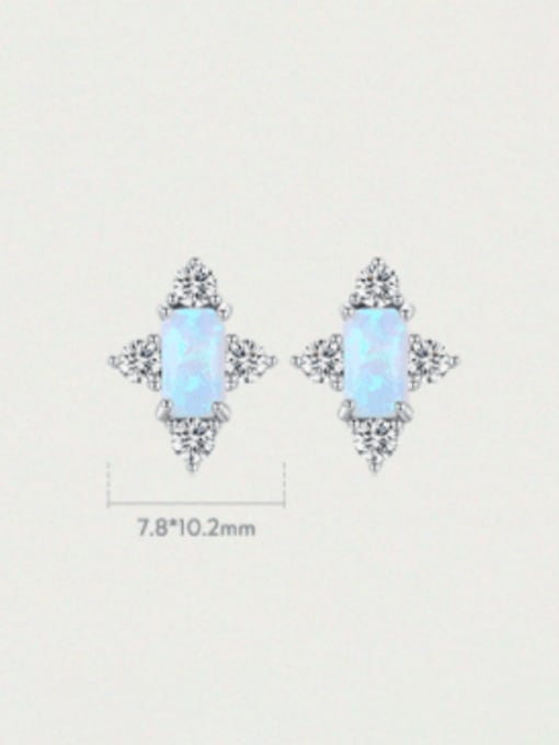 MODN 925 Sterling Silver Opal Cross Minimalist Stud Earring 2