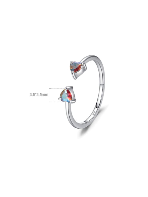 MODN 925 Sterling Silver Cubic Zirconia Heart Minimalist Band Ring 2