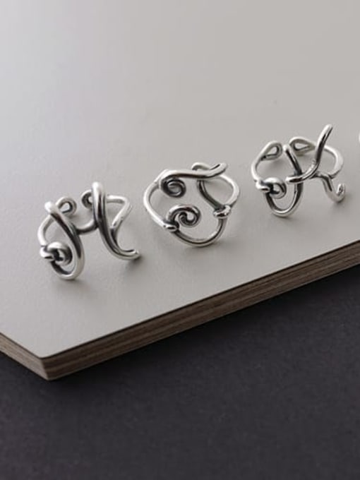 Boomer Cat 925 Sterling Silver Letter J Vintage Free Size Midi Ring 0