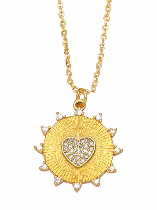 CC Brass Cubic Zirconia Heart Vintage Round Pendant Necklace 3
