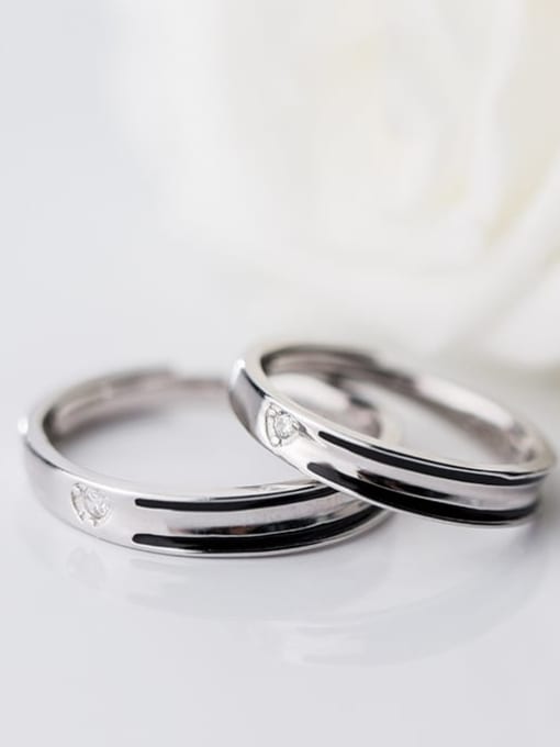 Rosh 925 Sterling Silver Irregular Minimalist Couple Ring 2
