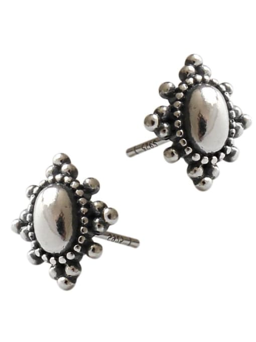 DAKA S925 pure silver simple retro geometric ethnic female Earrings 3