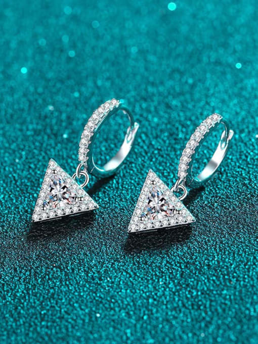 MOISS 925 Sterling Silver Moissanite Triangle Dainty Huggie Earring 2