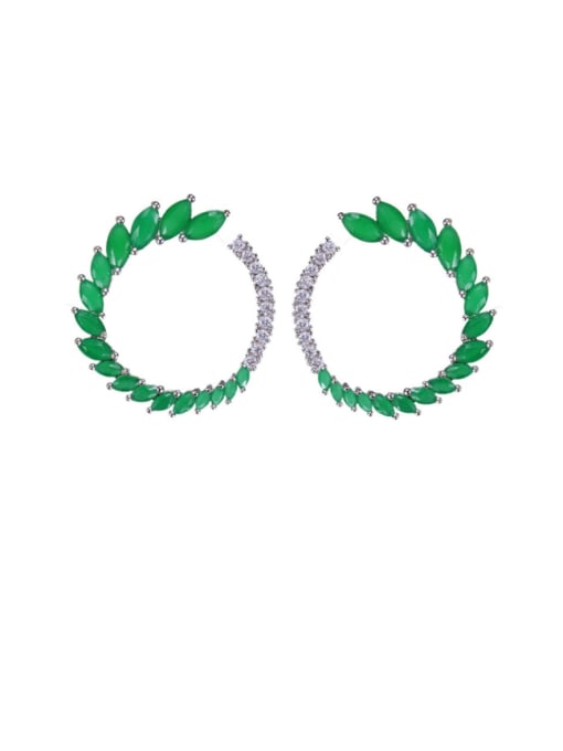 L.WIN Brass Cubic Zirconia Leaf Luxury Stud Earring 2