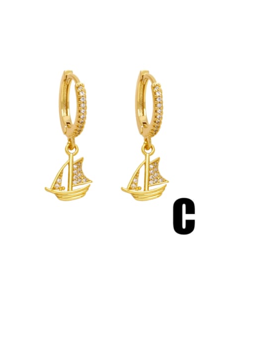C Brass Cubic Zirconia Irregular Hip Hop Huggie Earring