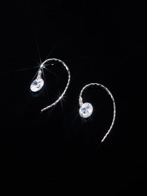 Rosh 925 Sterling Silver Cubic Zirconia Geometric Minimalist Hook Earring 4