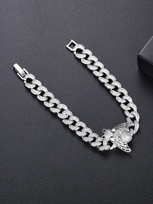 BLING SU Brass Cubic Zirconia Irregular Luxury Link Bracelet 3