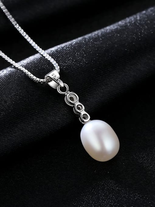 CCUI 925 Sterling Silver Freshwater Pearl Oval pendant Trend Lariat Necklace 3