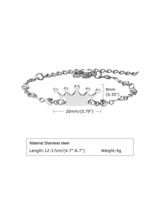 BR 1448 Steel 12+ 5cm Stainless steel Crown Minimalist Link Bracelet