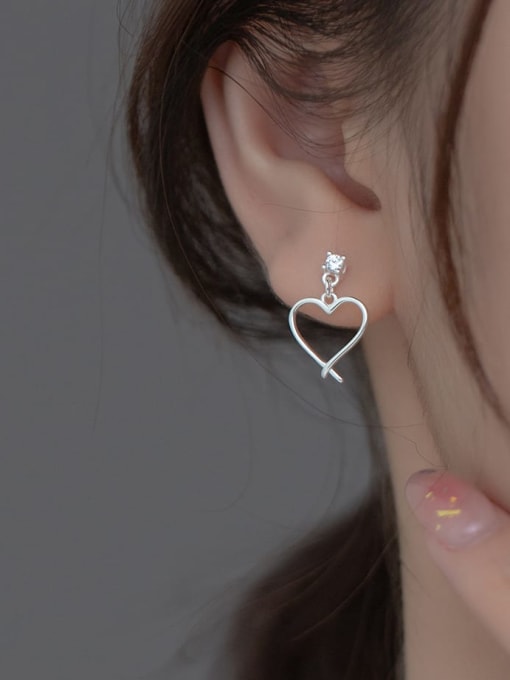 Rosh 925 Sterling Silver Heart Minimalist Drop Earring 1