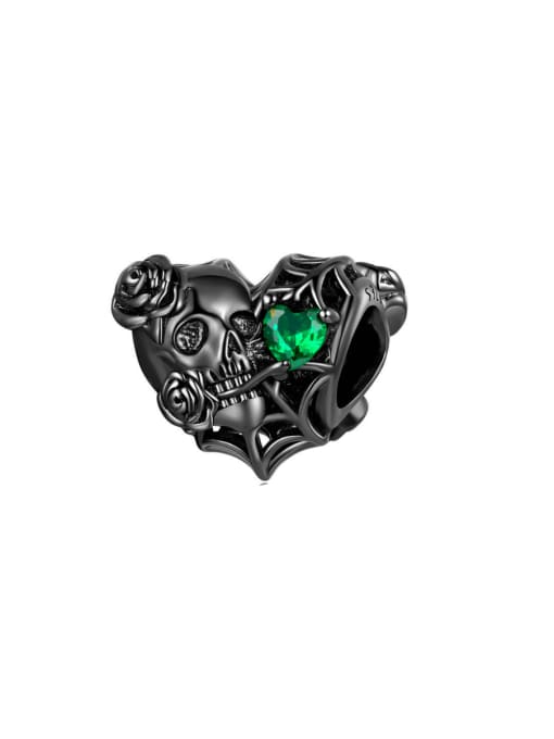 black 925 Sterling Silver Cubic Zirconia Dainty Heart  Pendant