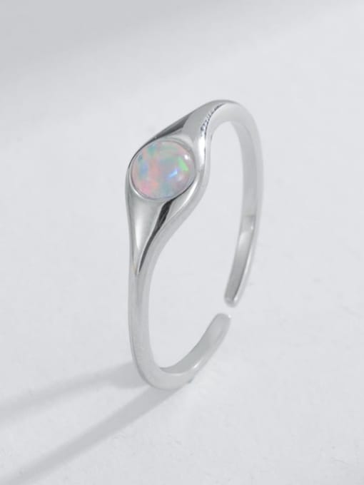 XBOX 925 Sterling Silver Synthetic Opal Geometric Minimalist Band Ring 3