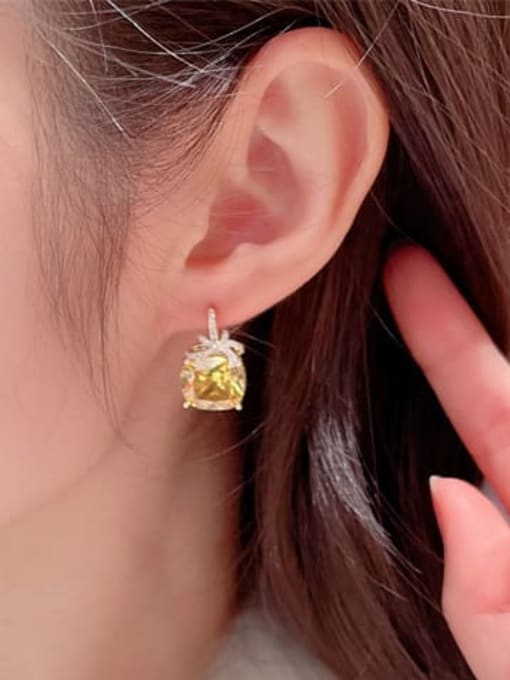 Luxu Brass Cubic Zirconia Geometric Luxury Stud Earring 1