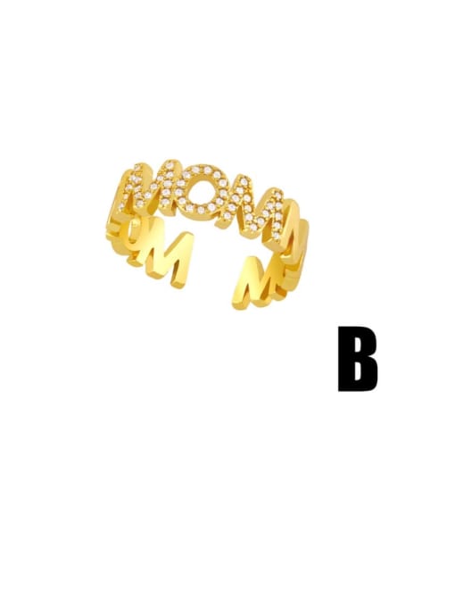CC Brass Cubic Zirconia Letter Vintage Band Ring 3