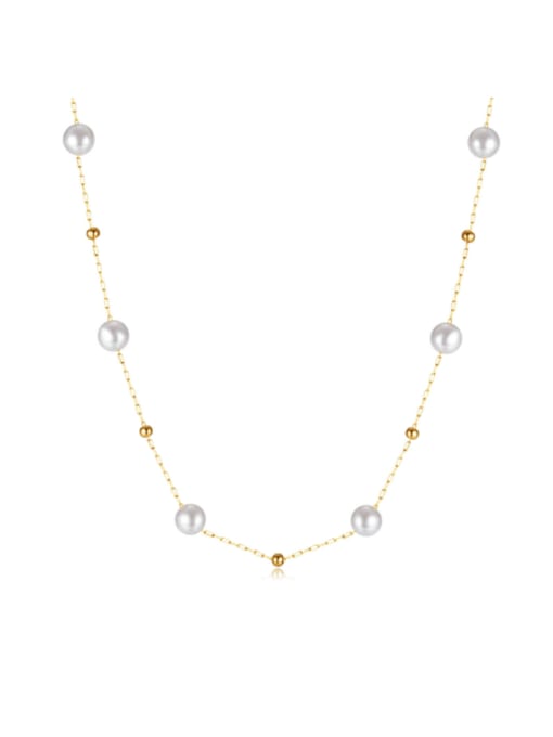 GX2303 Necklace Gold Titanium Steel Imitation Pearl Irregular Minimalist Necklace