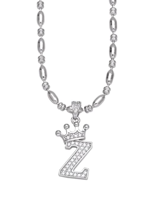 Z Brass Cubic Zirconia Crown Minimalist Lariat Necklace