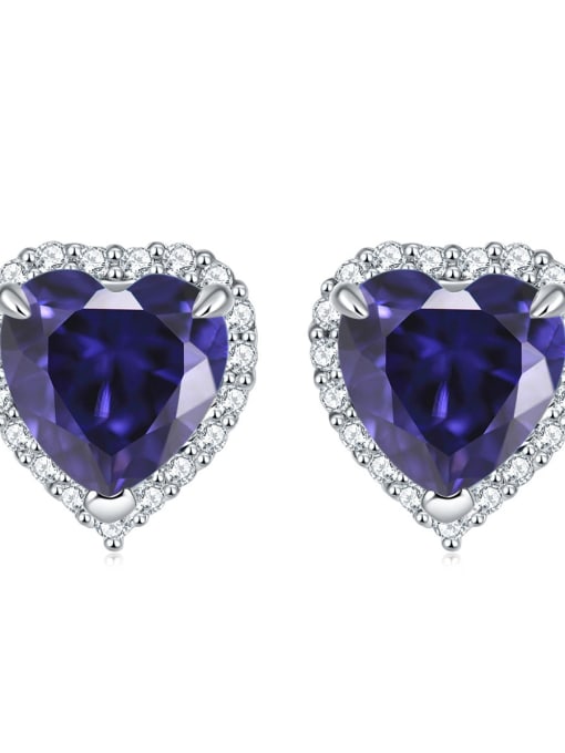 Tanzanian blue 925 Sterling Silver Birthstone Heart Dainty Stud Earring