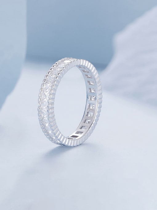 Jare 925 Sterling Silver Cubic Zirconia Geometric Minimalist Band Ring
