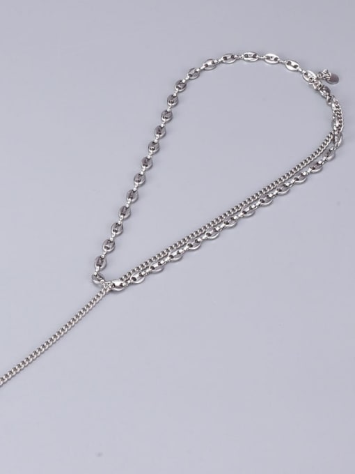 A TEEM Titanium Geometric  Tassel Minimalist Lariat Necklace 3