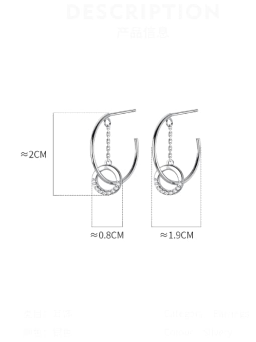 Rosh 925 Sterling Silver Cubic Zirconia Geometric Minimalist Hoop Earring 2